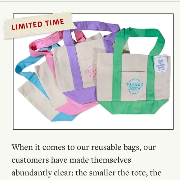 Trader Joe’s Mini Pastel Totes - Set of 4 - Picture 6 of 6